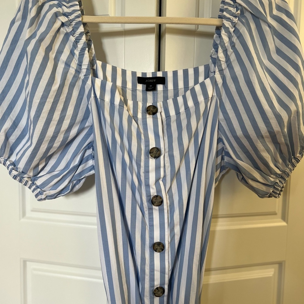 J.Crew Cottage Puff Sleeve Dress (Blue & White stripe)